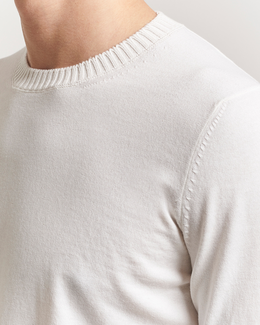 Herren | Pullover | Gran Sasso | Cotton/Cashmere Knitted Crew Neck Sweater Cream Melange