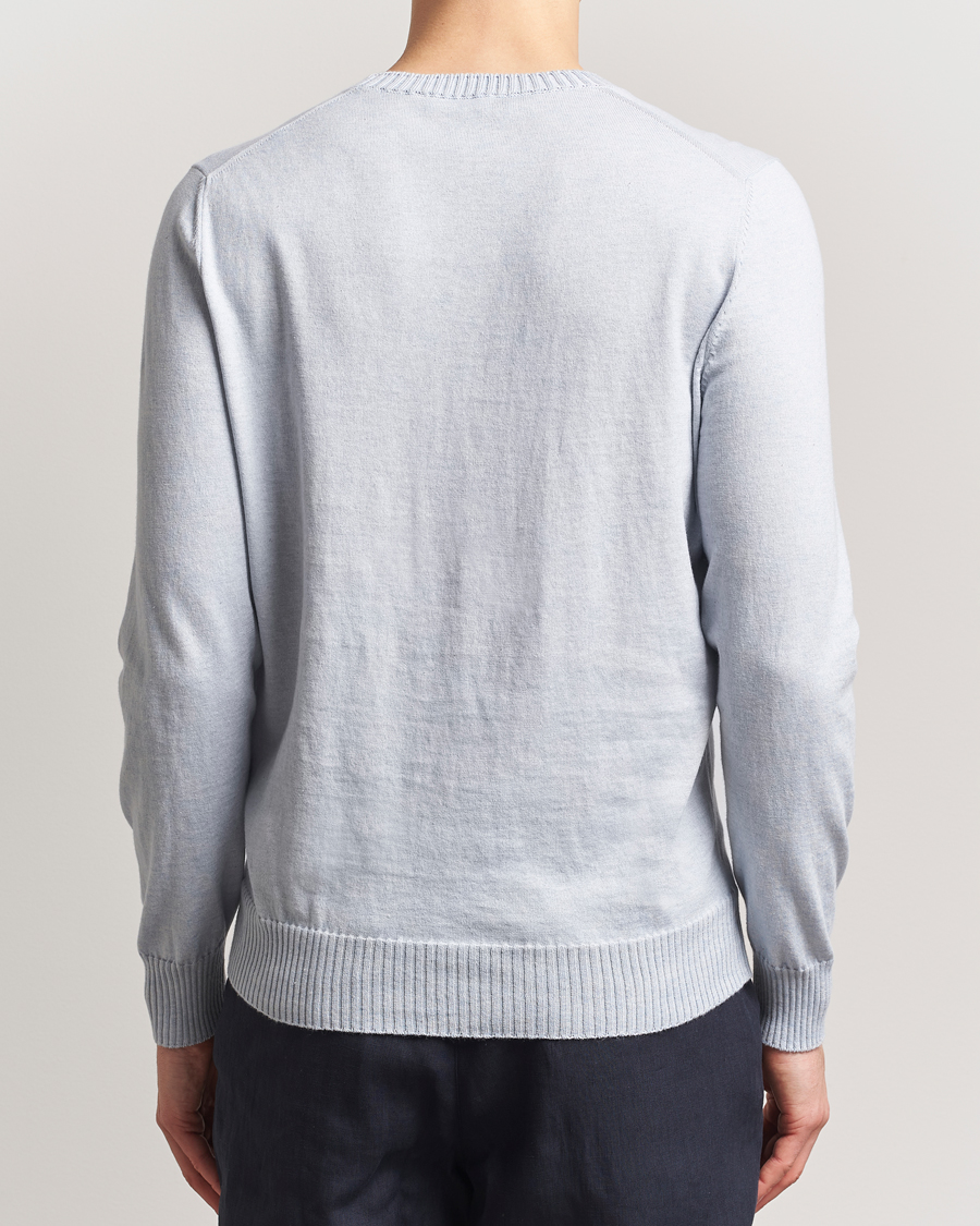 Herren | Pullover | Gran Sasso | Cotton/Cashmere Knitted Crew Neck Sweater Blue Melange