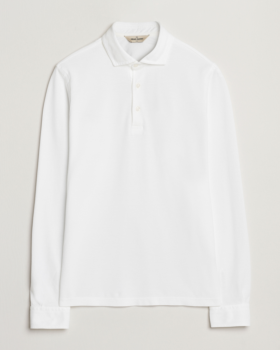 Herren | Pullover | Gran Sasso | Washed Long Sleeve Polo White