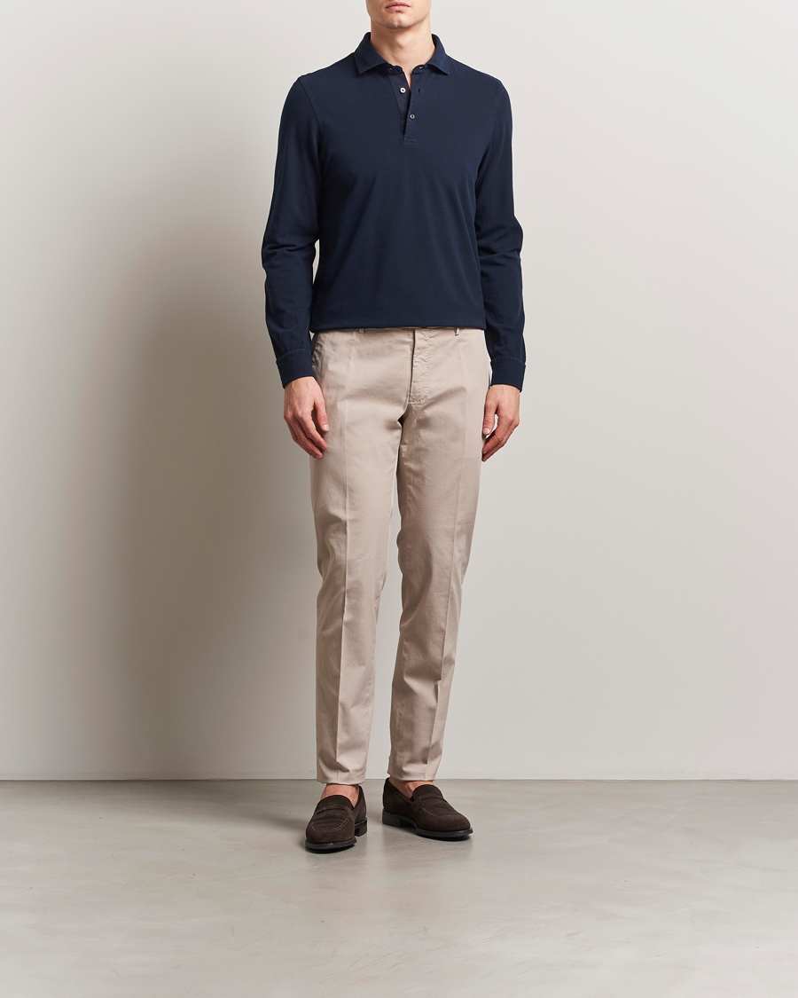 Herren | Pullover | Gran Sasso | Washed Long Sleeve Polo Navy