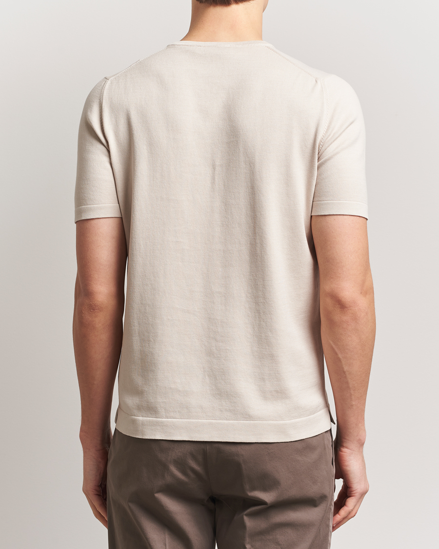 Herren | T-Shirts | Gran Sasso | Cotton Knitted Crew Neck T-Shirt Beige