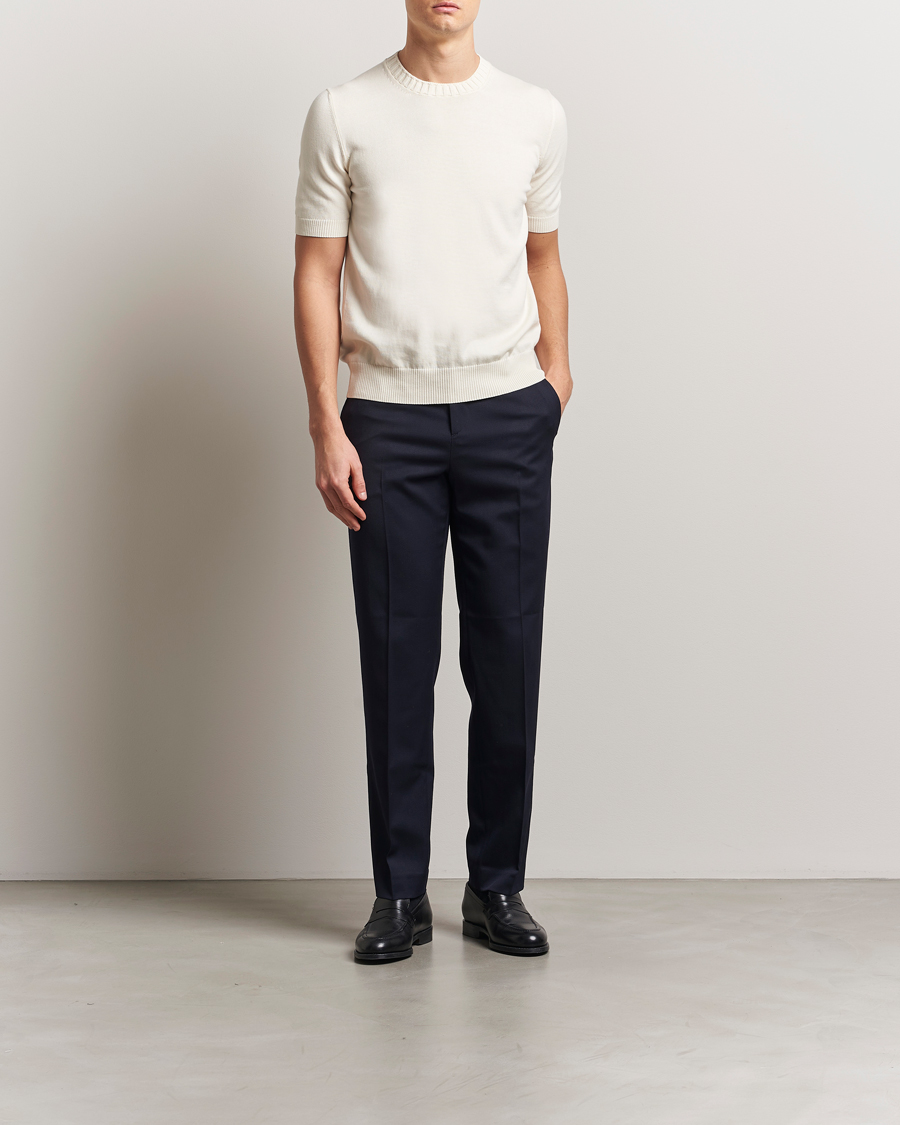 Herren | T-Shirts | Gran Sasso | Cotton Heavy Knitted Crew Neck T-Shirt Cream