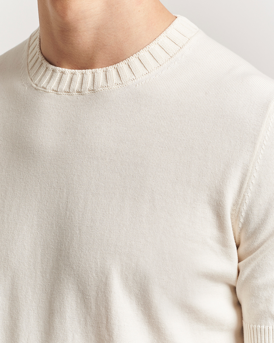 Herren | T-Shirts | Gran Sasso | Cotton Heavy Knitted Crew Neck T-Shirt Cream
