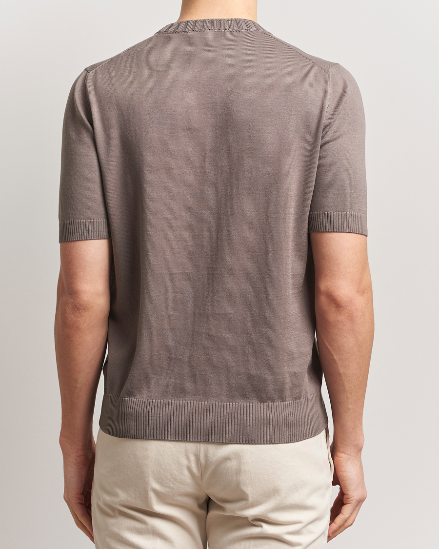 Herren | T-Shirts | Gran Sasso | Cotton Heavy Knitted Crew Neck T-Shirt Brown