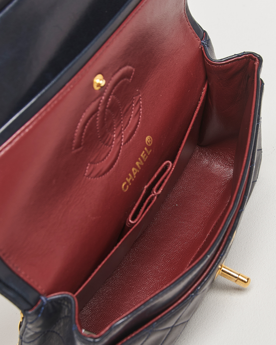 Herren | Chanel Pre-Owned Classic Small Double Flap Bag Lambskin Navy | Chanel Pre-Owned | Classic Small Double Flap Bag Lambskin Navy