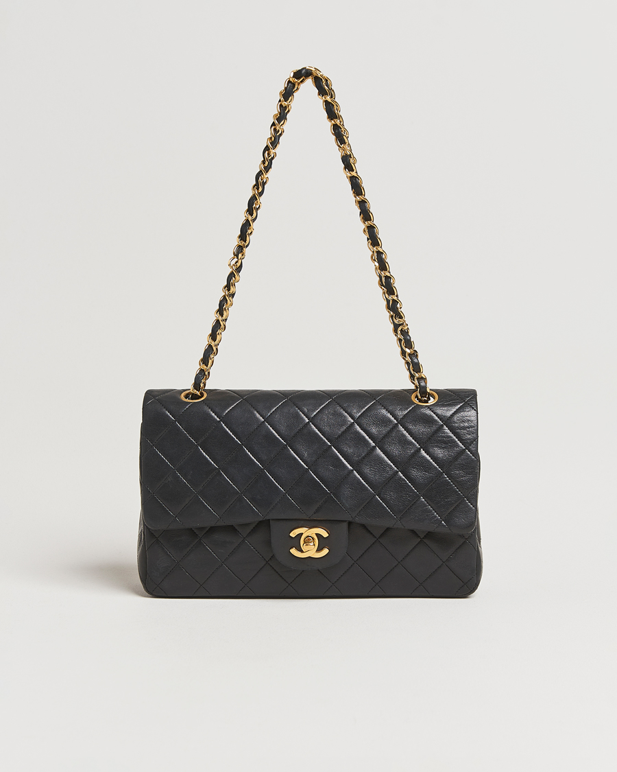 Herren | Chanel Pre-Owned Classic Medium Double Flap Bag Lambskin Black | Chanel Pre-Owned | Classic Medium Double Flap Bag Lambskin Black
