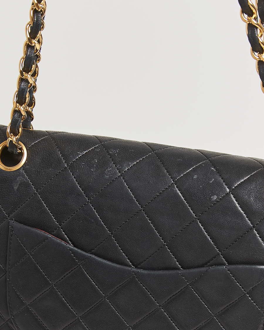 Herren | Chanel Pre-Owned Classic Medium Double Flap Bag Lambskin Black | Chanel Pre-Owned | Classic Medium Double Flap Bag Lambskin Black