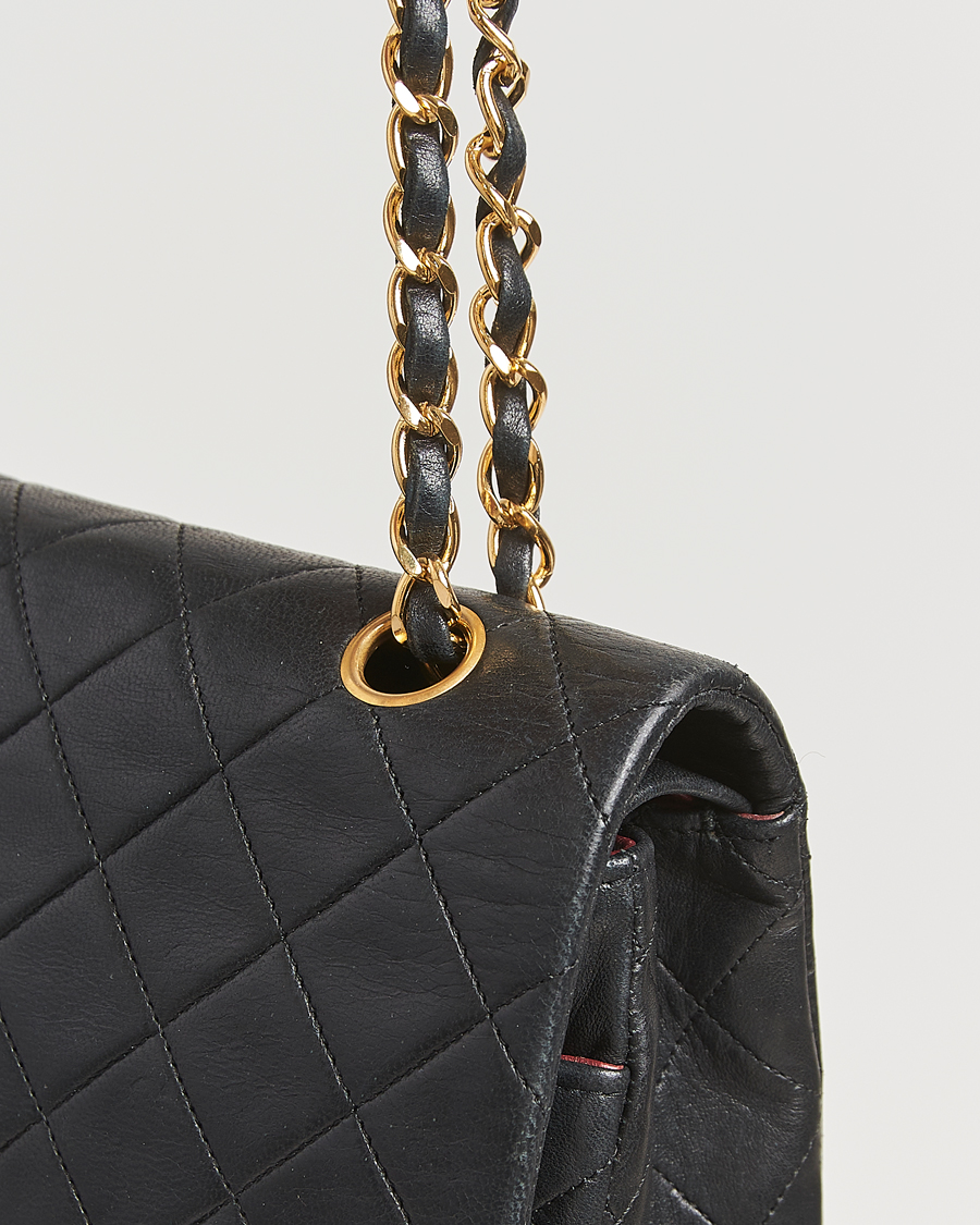 Herren | Chanel Pre-Owned Classic Medium Double Flap Bag Lambskin Black | Chanel Pre-Owned | Classic Medium Double Flap Bag Lambskin Black