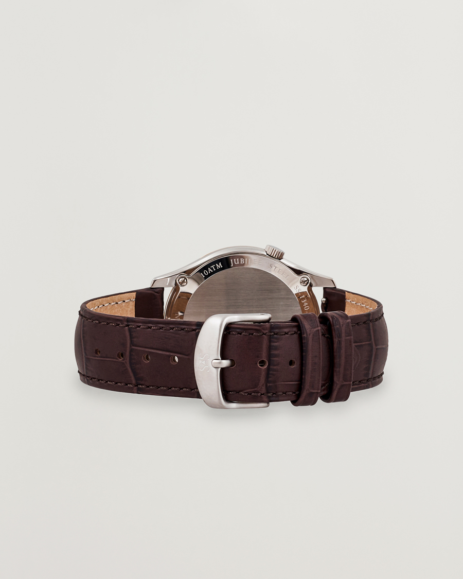 Herren | Sjöö Sandström Jubilee Steel Quartz 40mm Gold Bezel White/Brown Calf | Sjöö Sandström | Jubilee Steel Quartz 40mm Gold Bezel White/Brown Calf