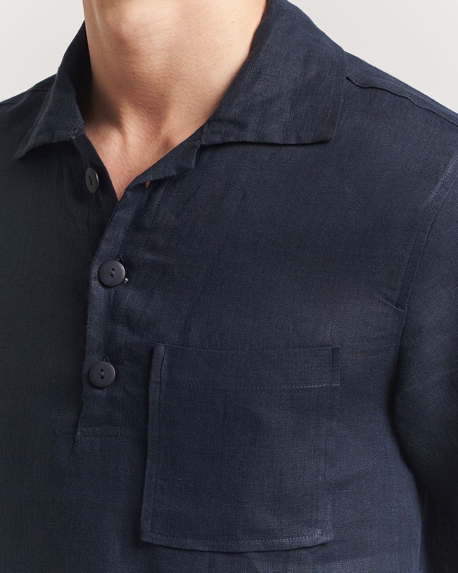 Herren | Hemden | OAS | Cuba Linen Shirt Dark Navy