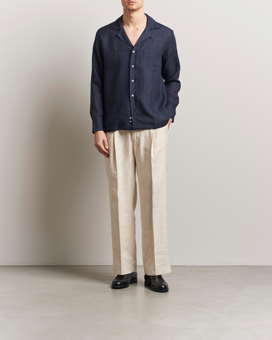 Herren | Hemden | Lardini | Paul Linen Resort Shirt Navy