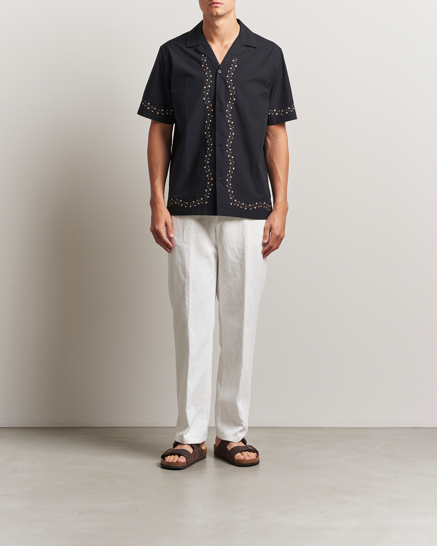 Herren | Hemden | LES DEUX | Lesley Embroidery Short Sleeve Shirt Black