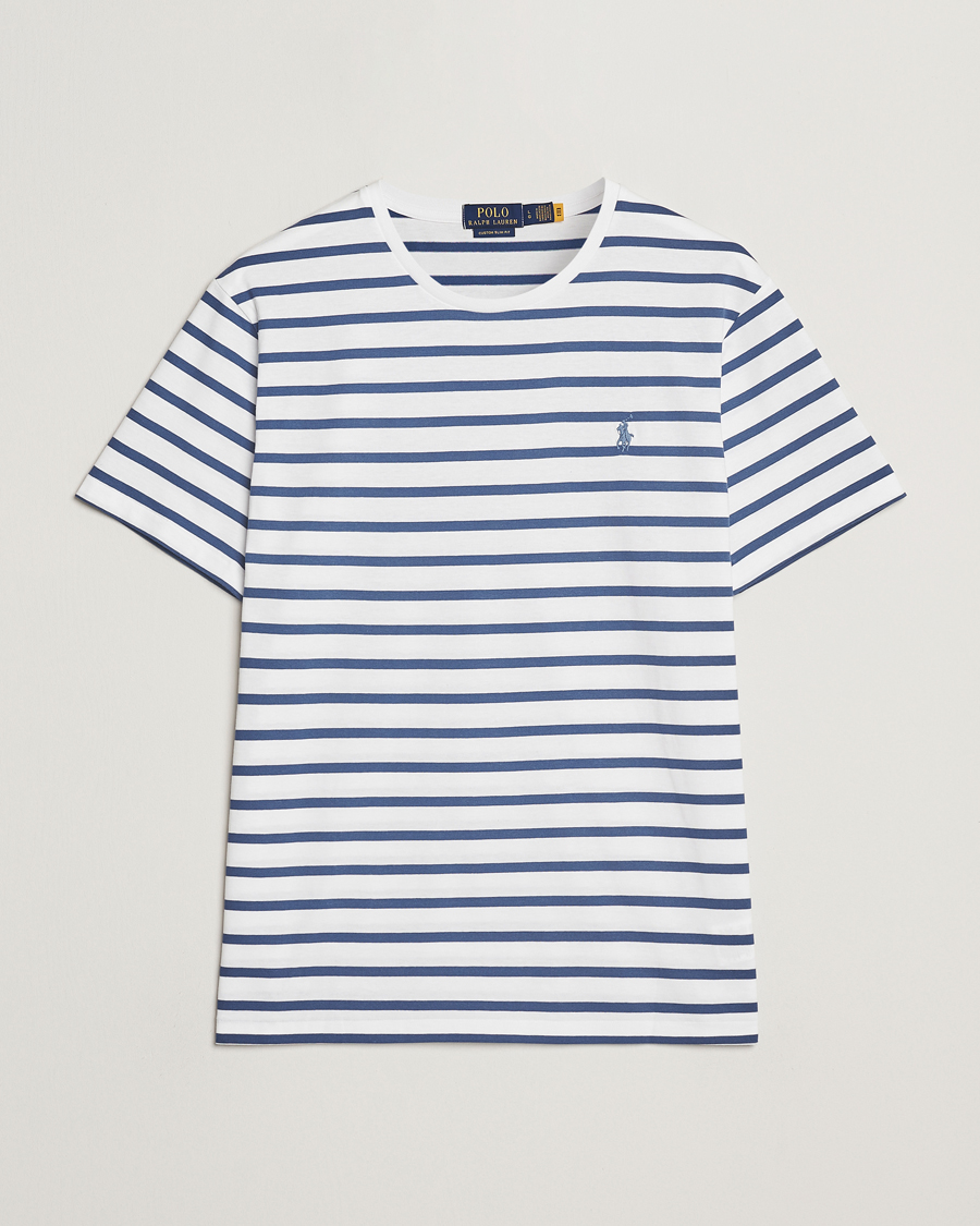 Herren | T-Shirts | Polo Ralph Lauren | Custom Slim Fit Striped Tee White/Old Royal