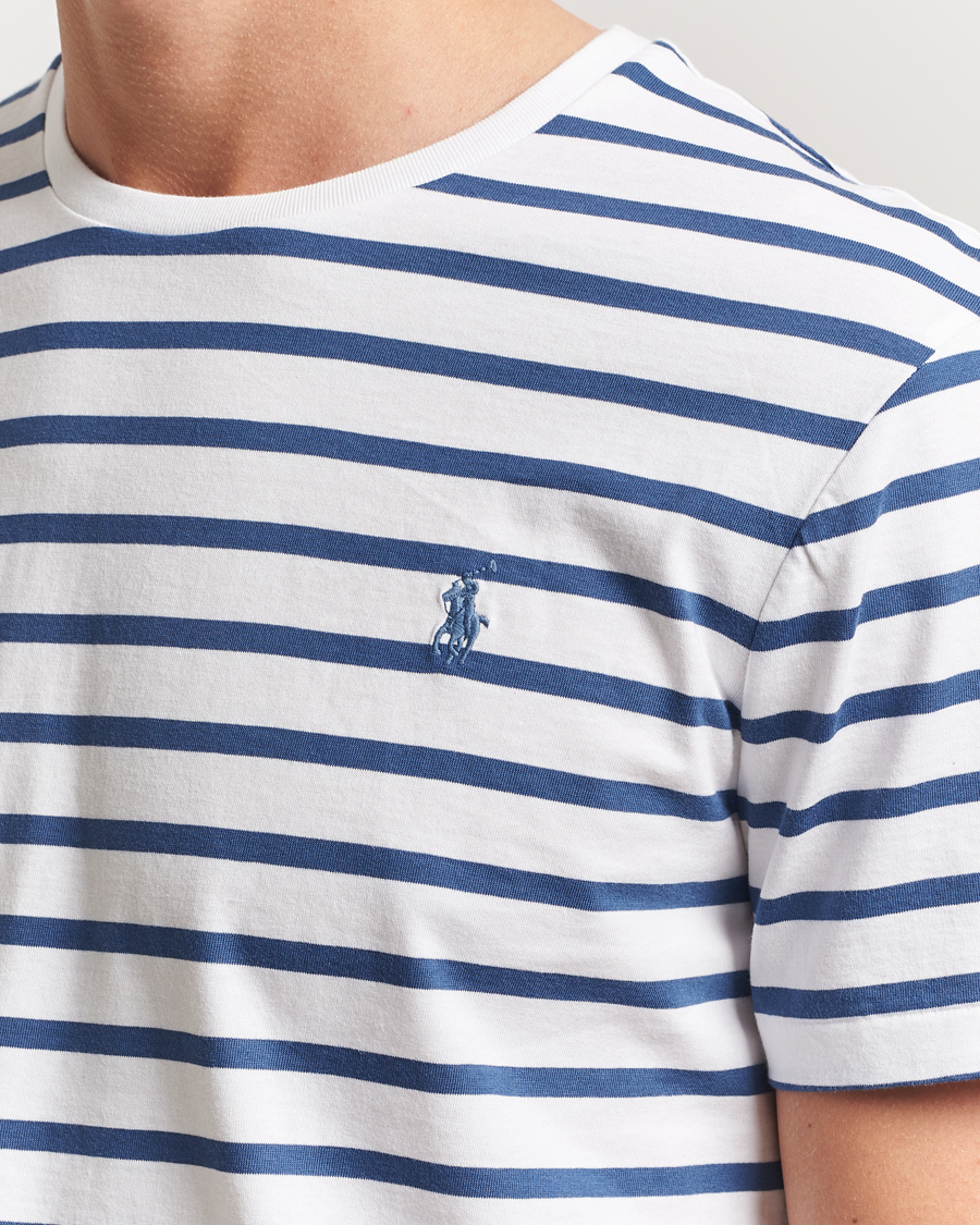 Herren | T-Shirts | Polo Ralph Lauren | Custom Slim Fit Striped Tee White/Old Royal