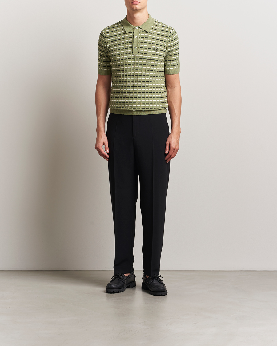 Herren | Poloshirts | Fred Perry | Bouclé Ribbed Knitted Polo Olive Mint
