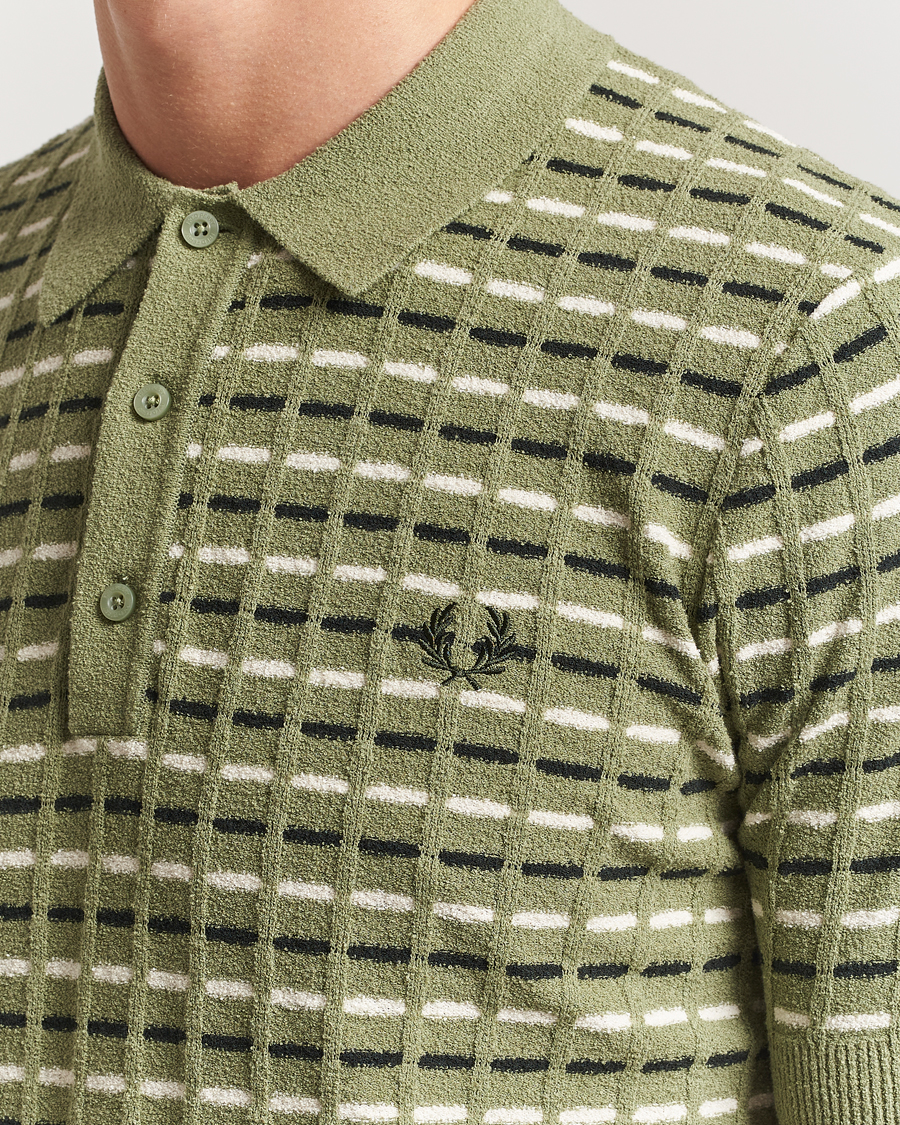 Herren | Poloshirts | Fred Perry | Bouclé Ribbed Knitted Polo Olive Mint