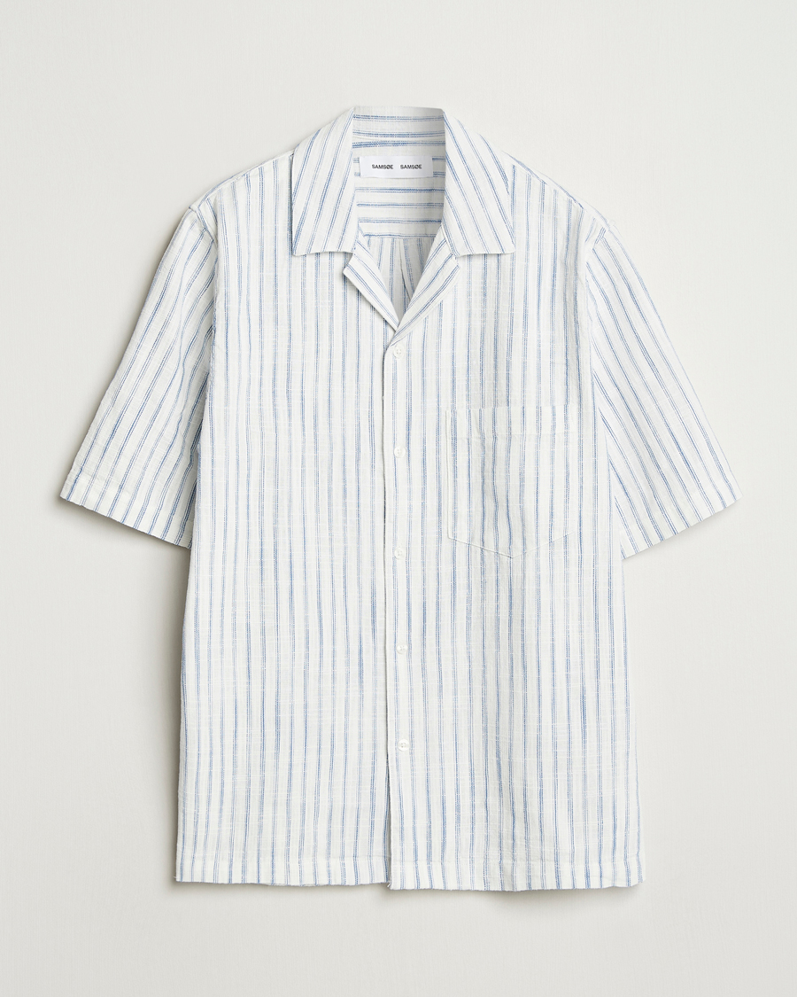 Herren | Hemden | Samsøe Samsøe | Oscar Striped Short Sleeve Shirt Clear Cream