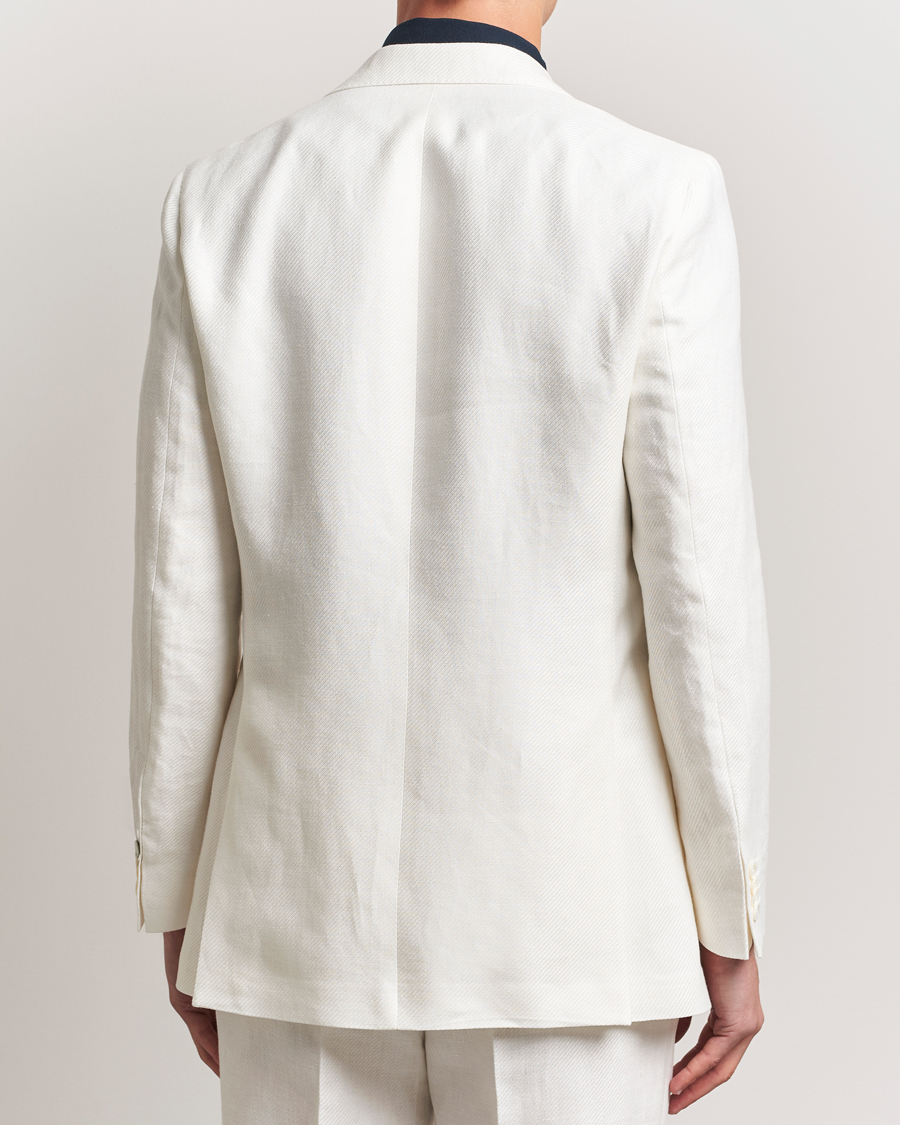 Herren | Sakkos | Oscar Jacobson | Faldo Diagonal Linen/Tencel Tuxedo White