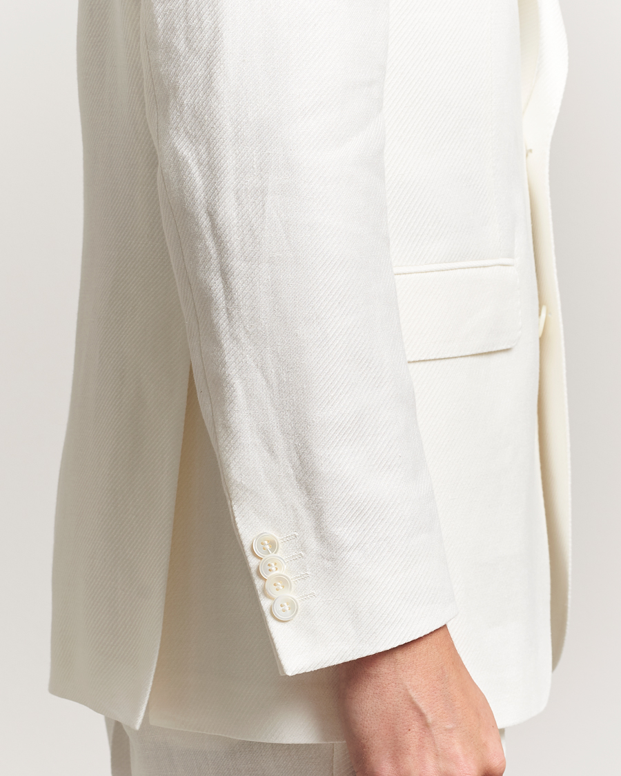 Herren | Sakkos | Oscar Jacobson | Faldo Diagonal Linen/Tencel Tuxedo White