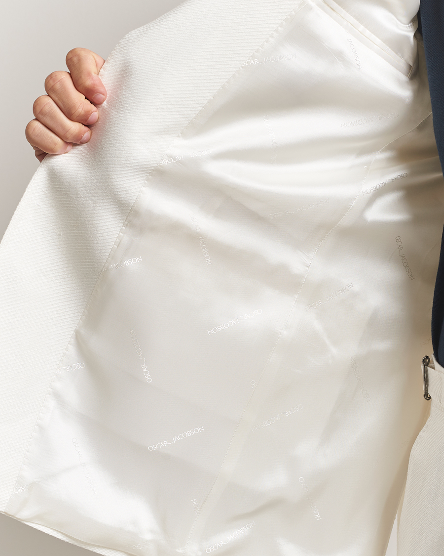 Herren | Sakkos | Oscar Jacobson | Faldo Diagonal Linen/Tencel Tuxedo White