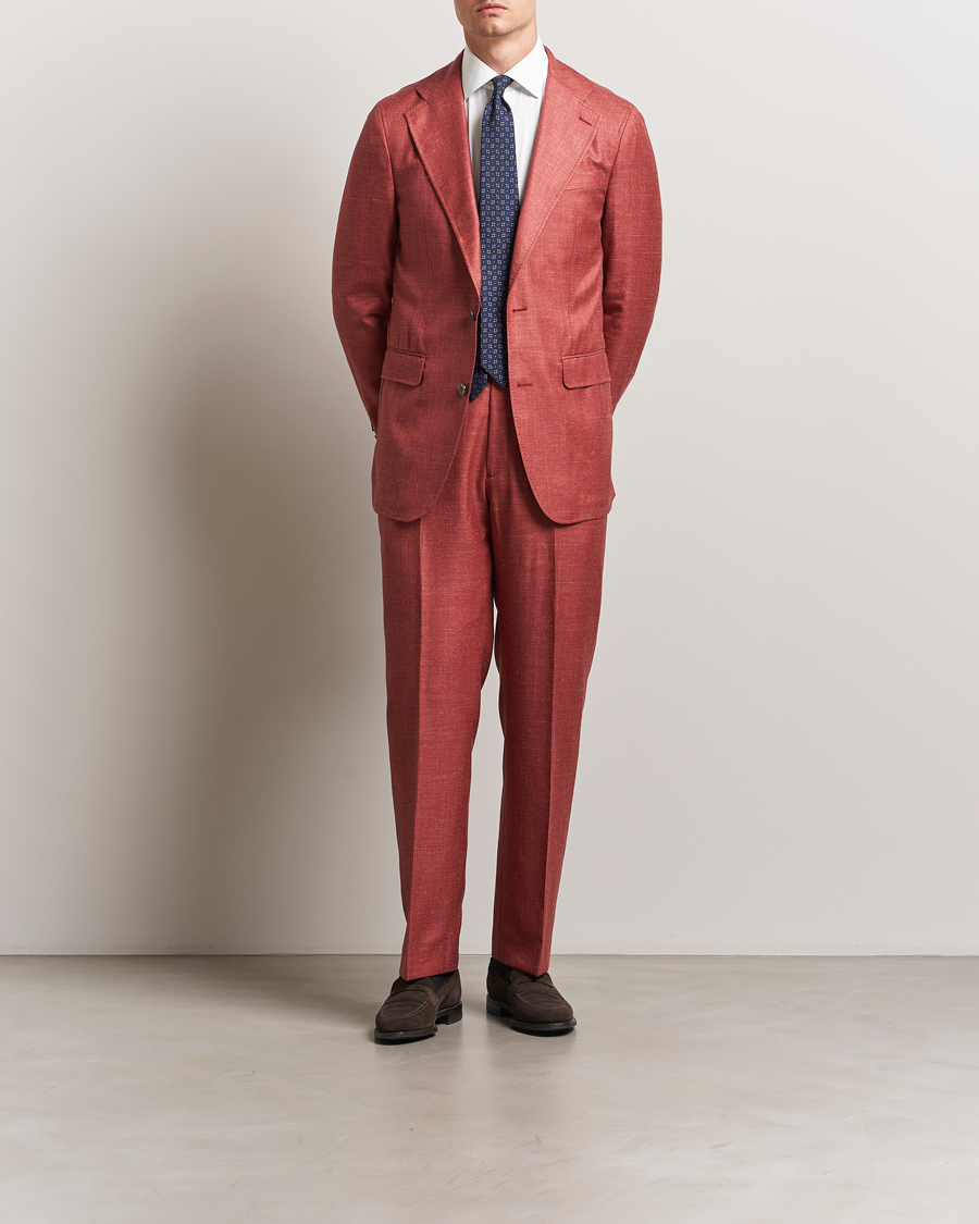 Herren | Hosen | Oscar Jacobson | Del S Wool/Silk/Linen Trousers Red