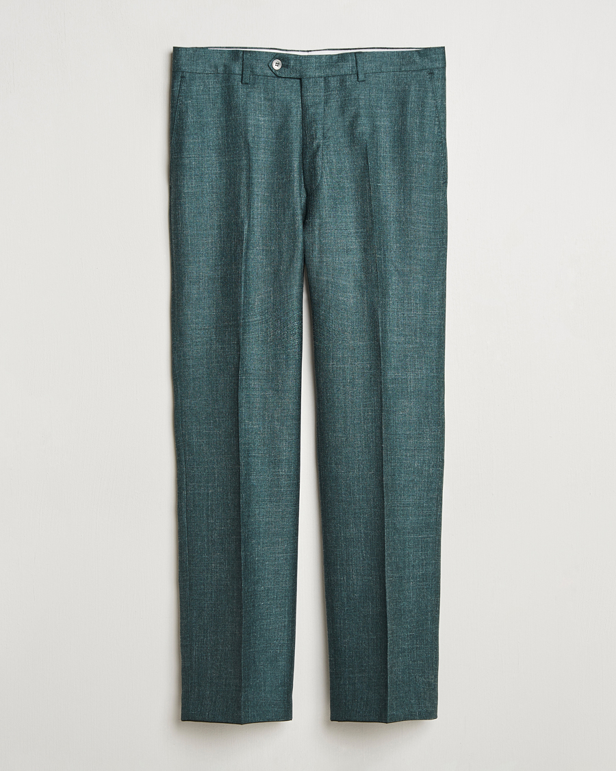 Herren | Hosen | Oscar Jacobson | Del S Wool/Silk/Linen Trousers Green