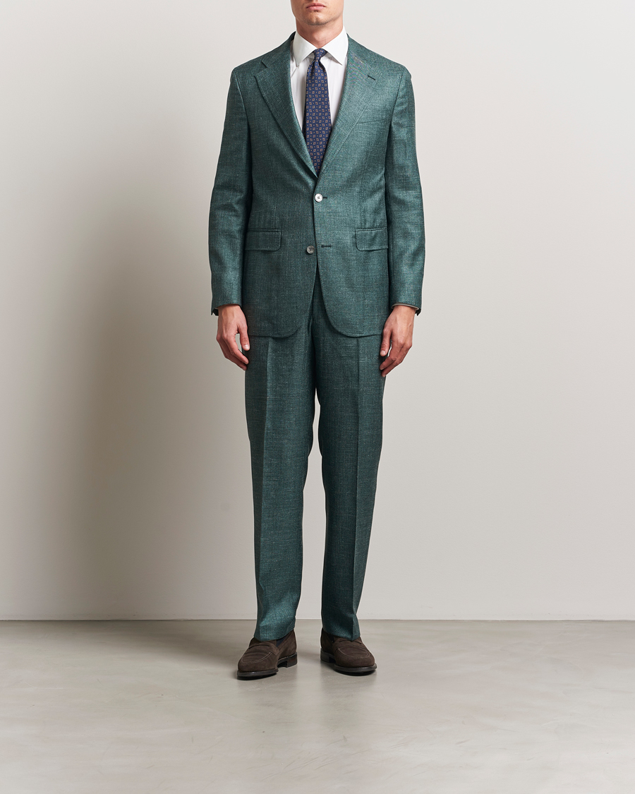 Herren | Hosen | Oscar Jacobson | Del S Wool/Silk/Linen Trousers Green