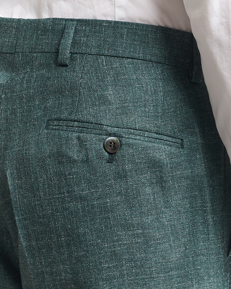 Herren | Hosen | Oscar Jacobson | Del S Wool/Silk/Linen Trousers Green