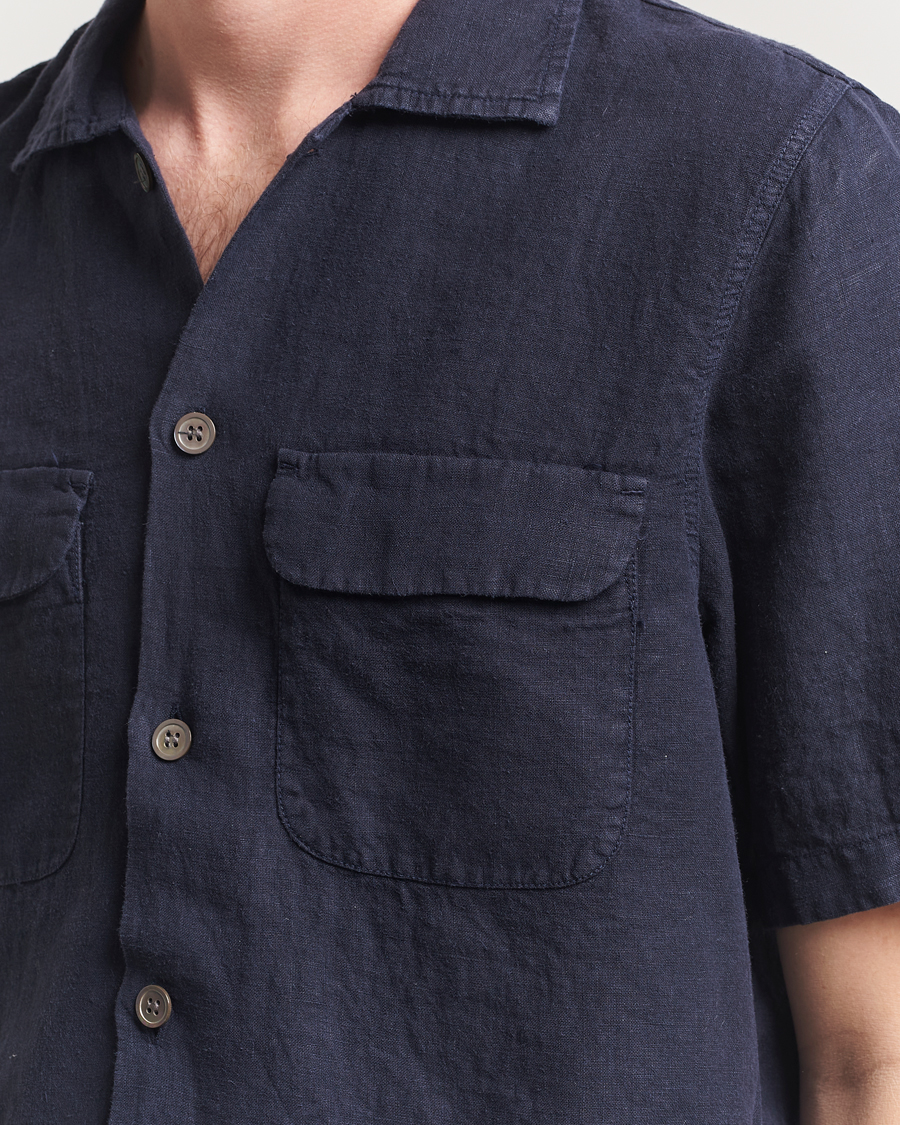 Herren | Hemden | Oscar Jacobson | Reg Fit City Linen Shirt Navy