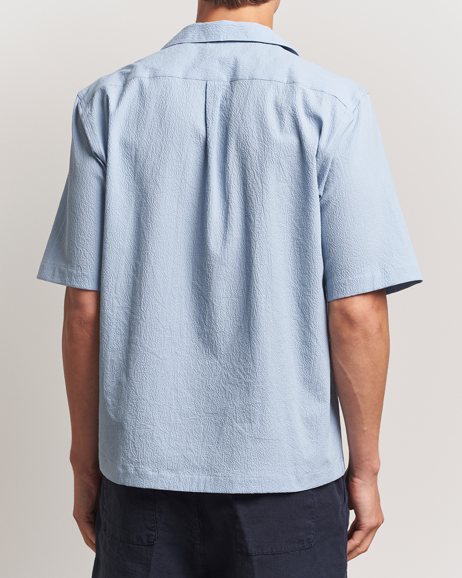 Herren | Hemden | Oscar Jacobson | Reg Fit Cuba Seersucker Shirt Light Blue