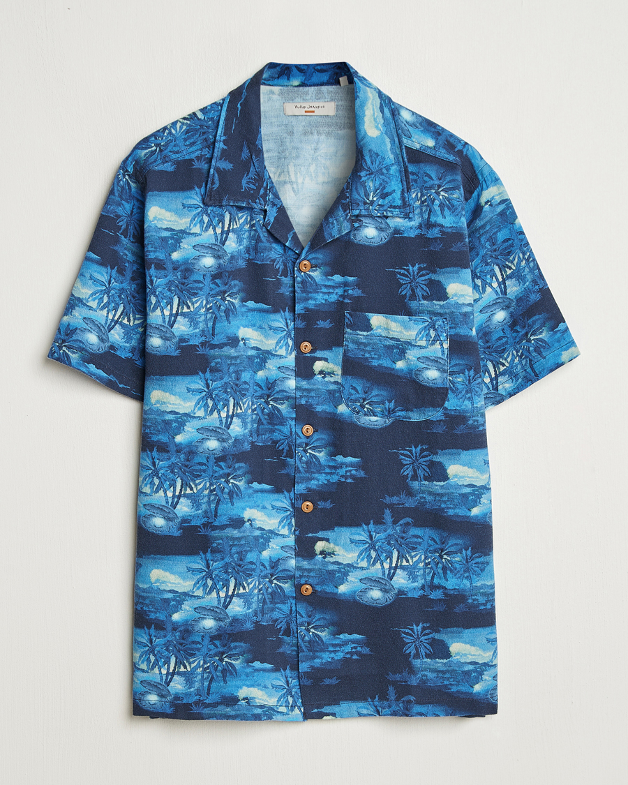Herren | Hemden | Nudie Jeans | Arvid Pearls Hawaii Shirt Blueberry