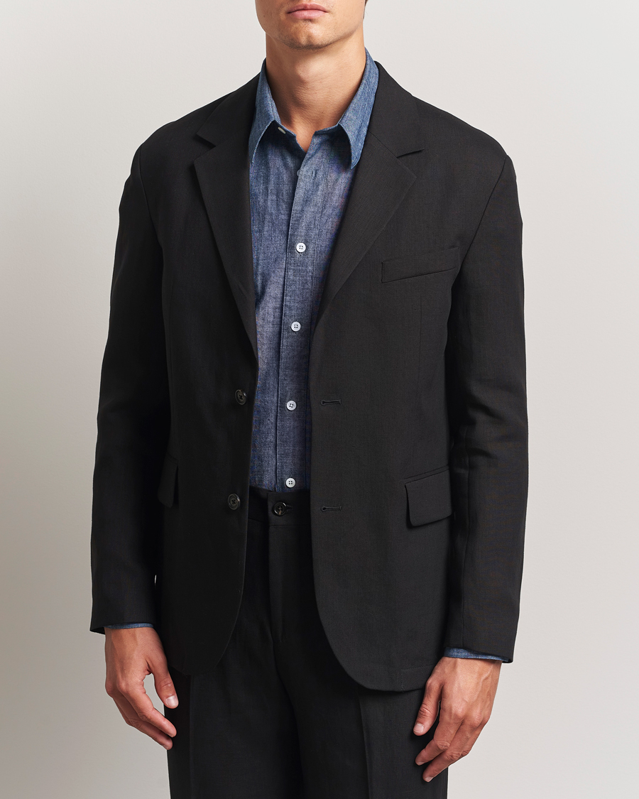 Herren | Sakkos | J.Lindeberg | Alban Unlined Super Linen Blazer Black