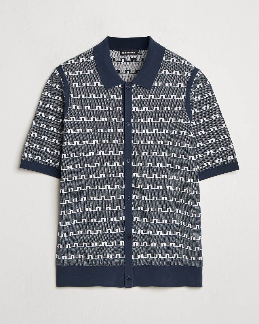 Herren | Hemden | J.Lindeberg | Rolando Logo Jacquard Polo Navy