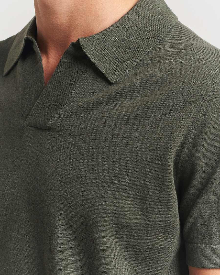 Herren | Poloshirts | NN07 | Ryan Cotton/Linen Polo Croc Green