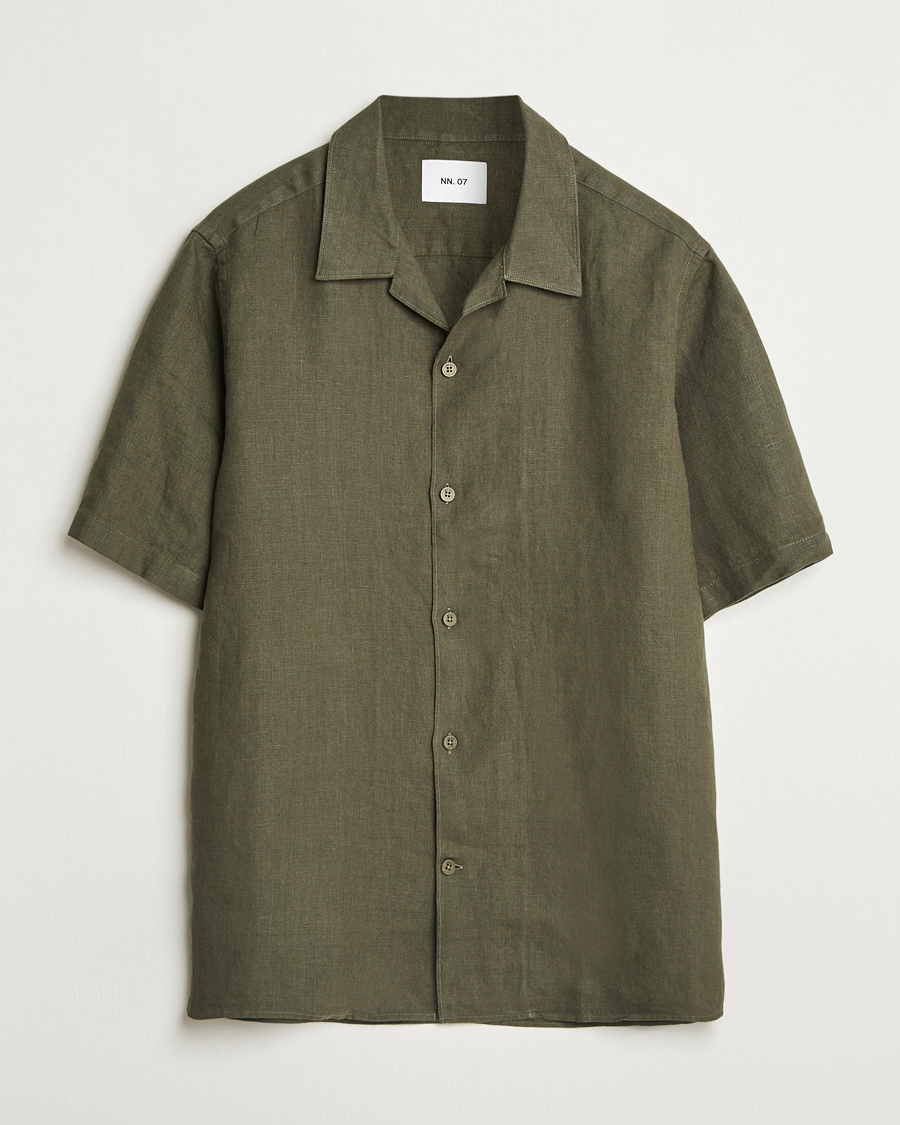 Herren | Hemden | NN07 | Julio Linen Resort Shirt Croc Green