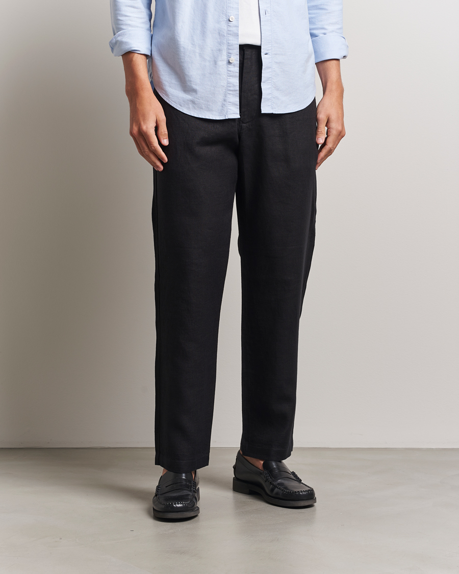 Herren | Hosen | NN07 | Aden Regular Fit Linen Chinos Black