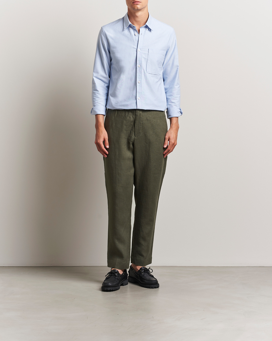 Herren | Hosen | NN07 | Billie Linen Drawstring Trousers Croc Green