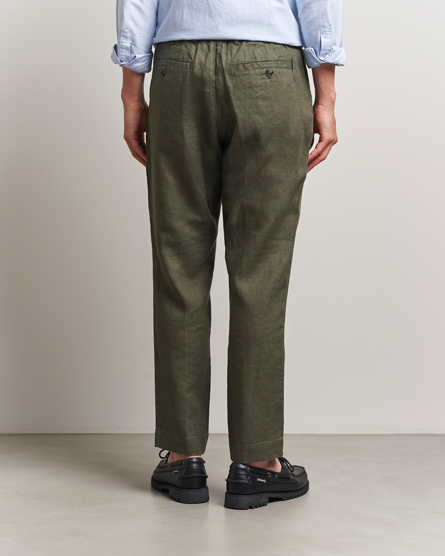 Herren | Hosen | NN07 | Billie Linen Drawstring Trousers Croc Green