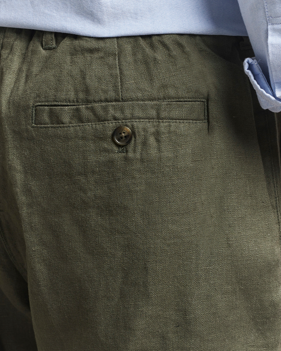 Herren | Hosen | NN07 | Billie Linen Drawstring Trousers Croc Green