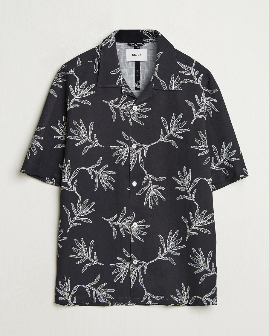 Herren | Hemden | NN07 | Ole Printed Cotton/Lyocell Resort Shirt Black