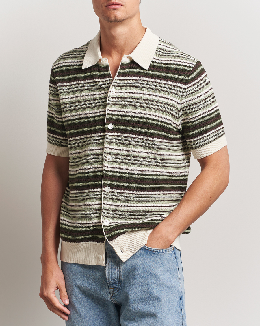 Herren | Hemden | NN07 | Nolan Knitted Striped Short Sleeve Shirt Multi