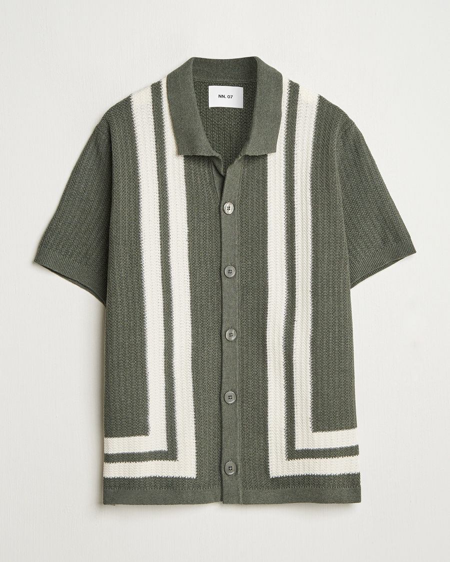 Herren | Hemden | NN07 | Ares Knitted Short Sleeve Shirt Croc Green