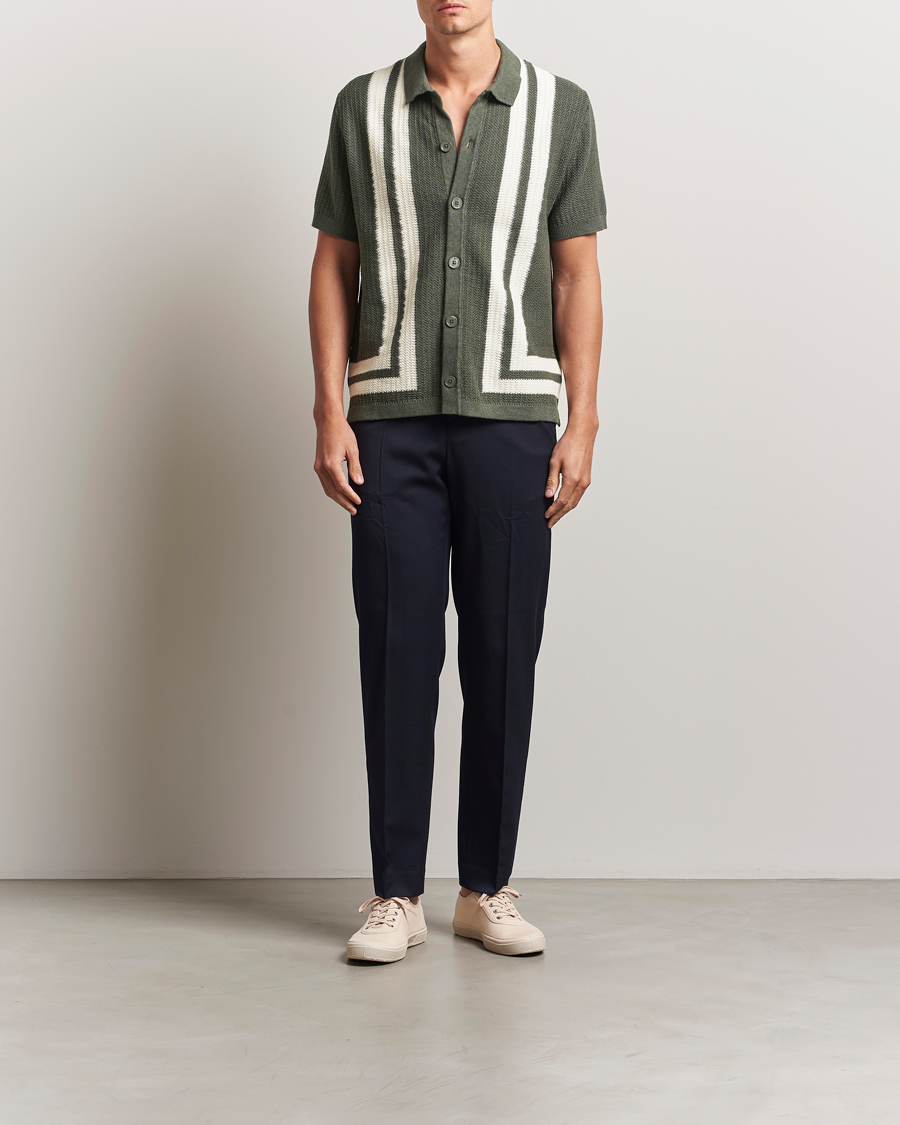 Herren | Hemden | NN07 | Ares Knitted Short Sleeve Shirt Croc Green