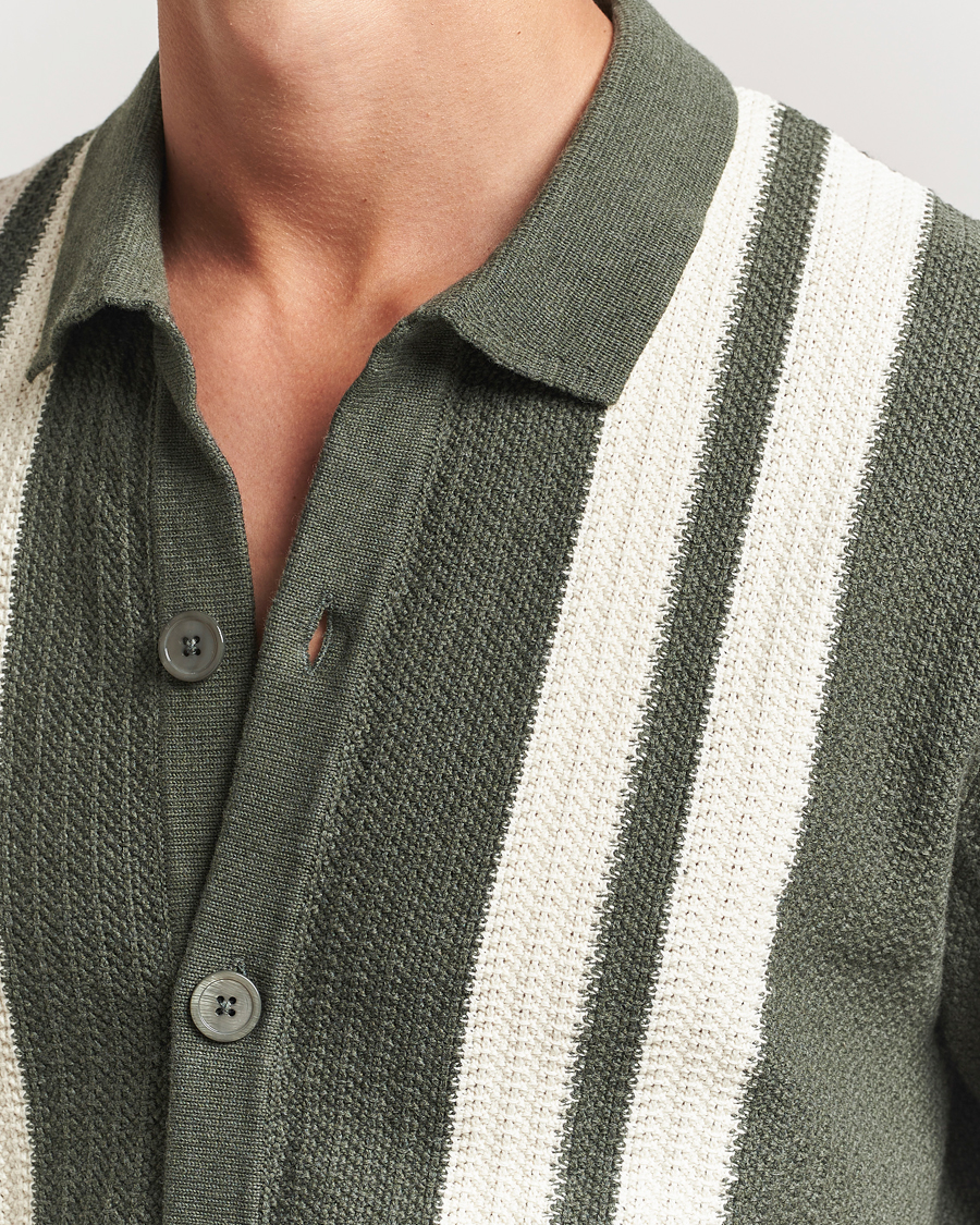 Herren | Hemden | NN07 | Ares Knitted Short Sleeve Shirt Croc Green