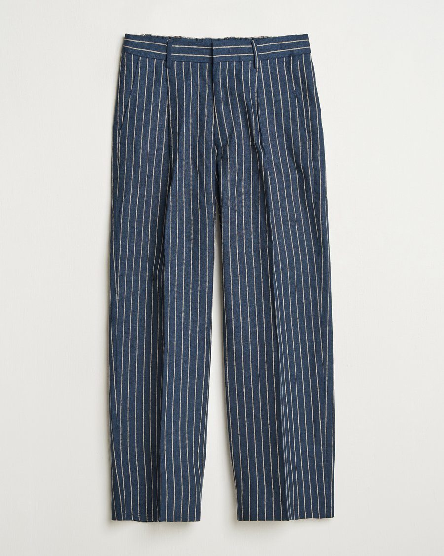Herren | Hosen | NN07 | Kay Linen Pinstriped Trousers Navy Blue