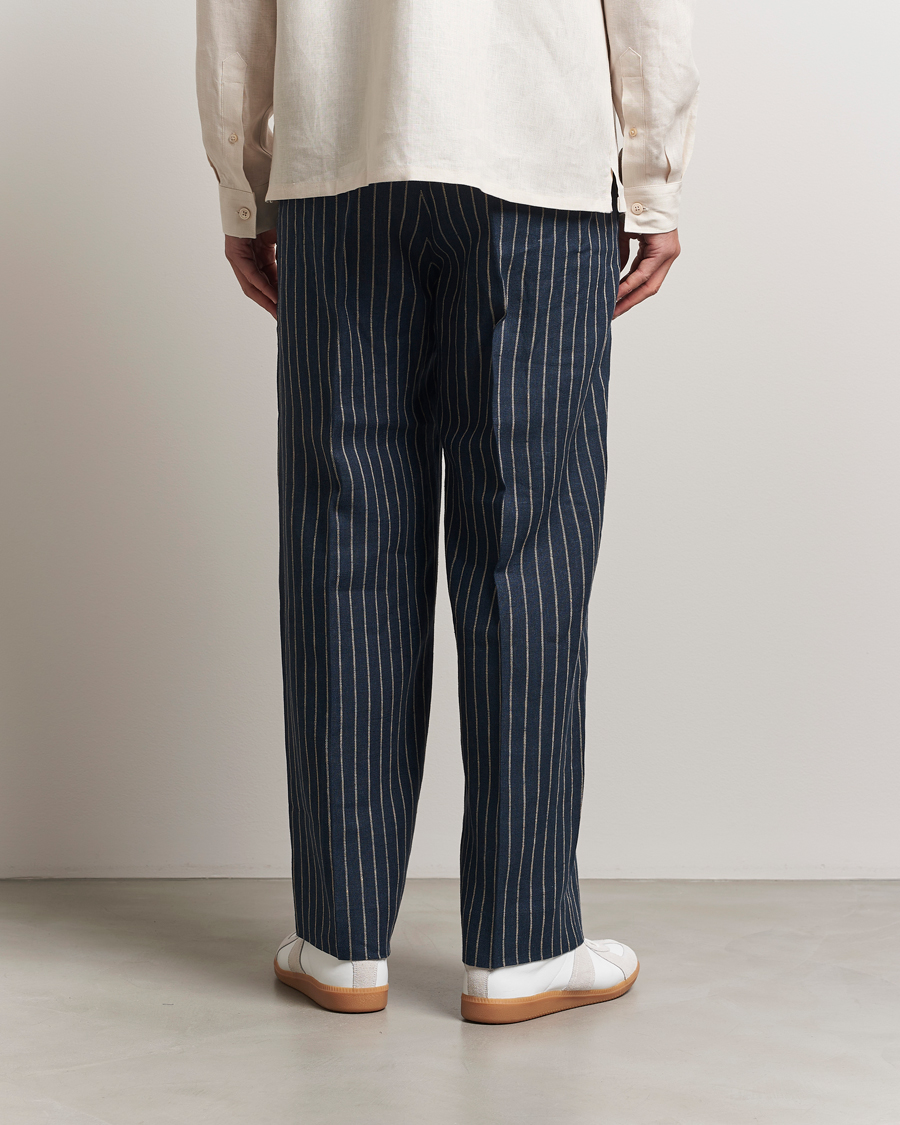 Herren | Hosen | NN07 | Kay Linen Pinstriped Trousers Navy Blue