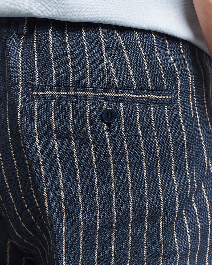 Herren | Hosen | NN07 | Kay Linen Pinstriped Trousers Navy Blue