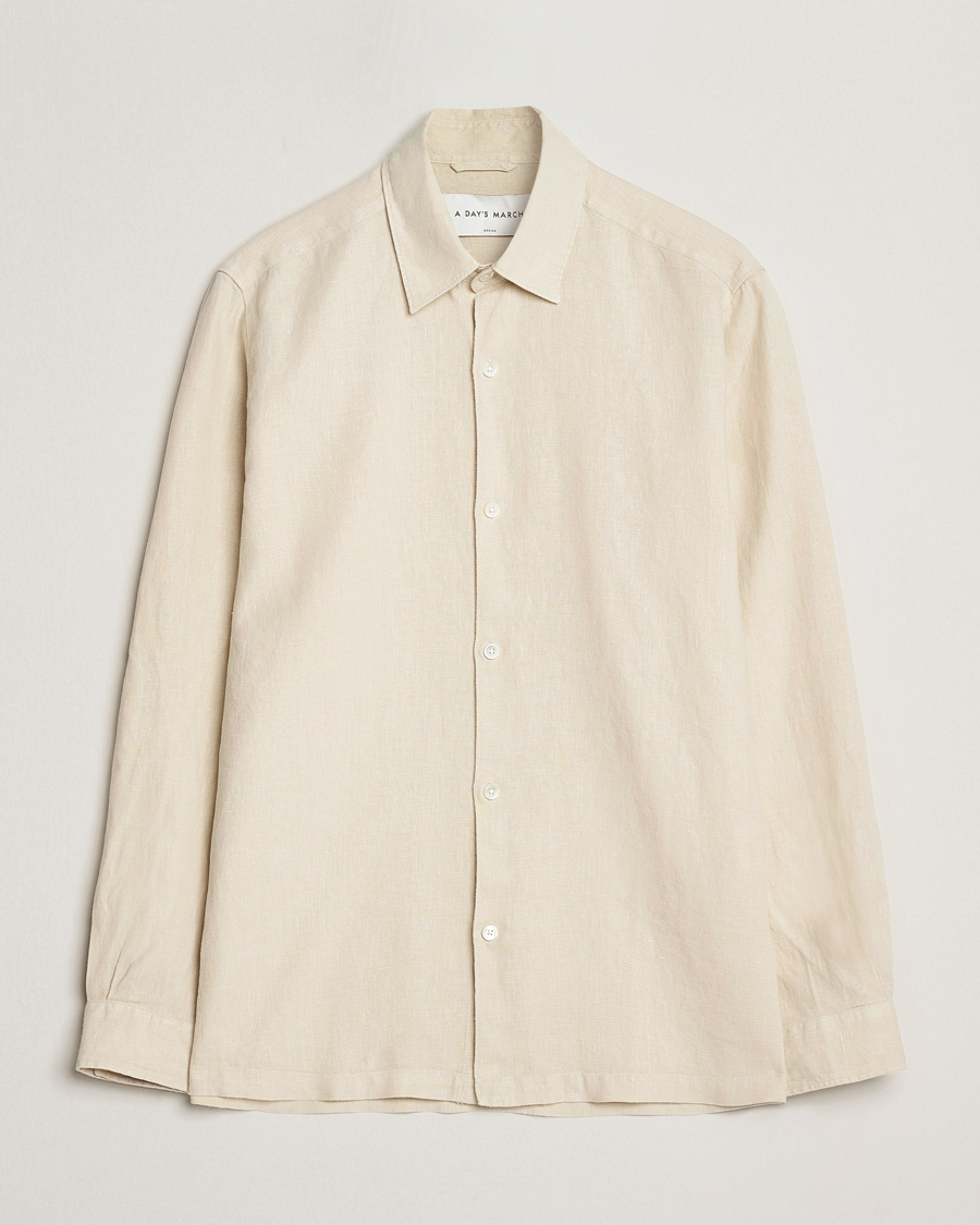 Herren | Hemden | A Day's March | Clean Cut Linen Shirt Oyster