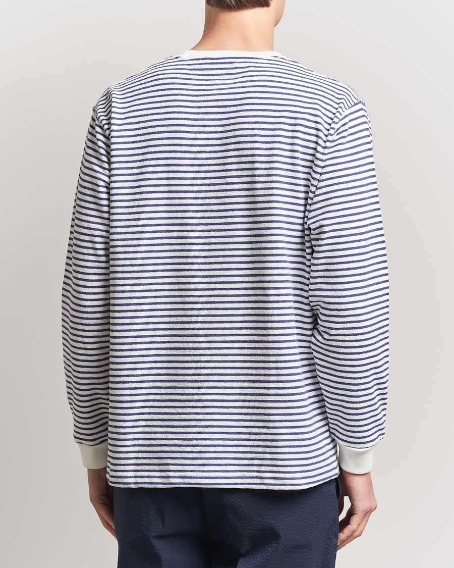 Herren | T-Shirts | BEAMS PLUS | Long Sleeve Striped Pocket T-Shirt White/Blue