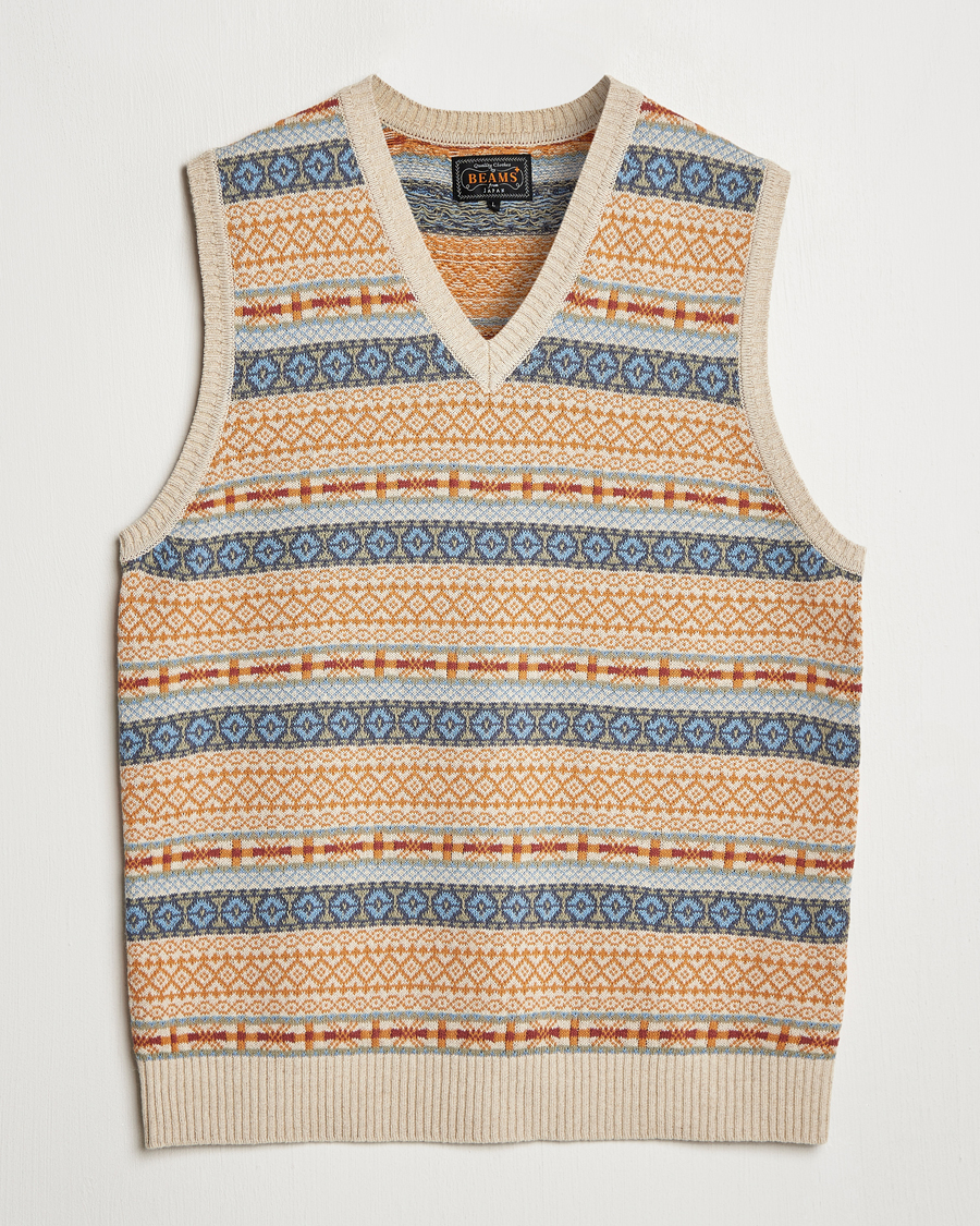 Herren | Pullover | BEAMS PLUS | Fairisle Vest Beige